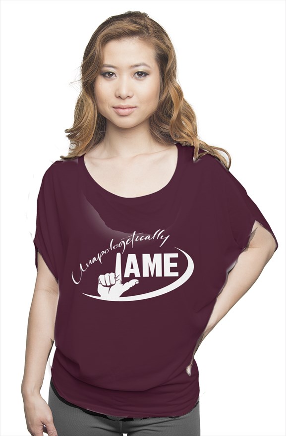 maroon flowy draped tee